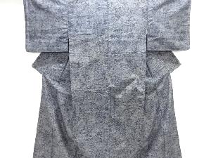 アンティーク　流水に草花模様織り出し手織り紬着物